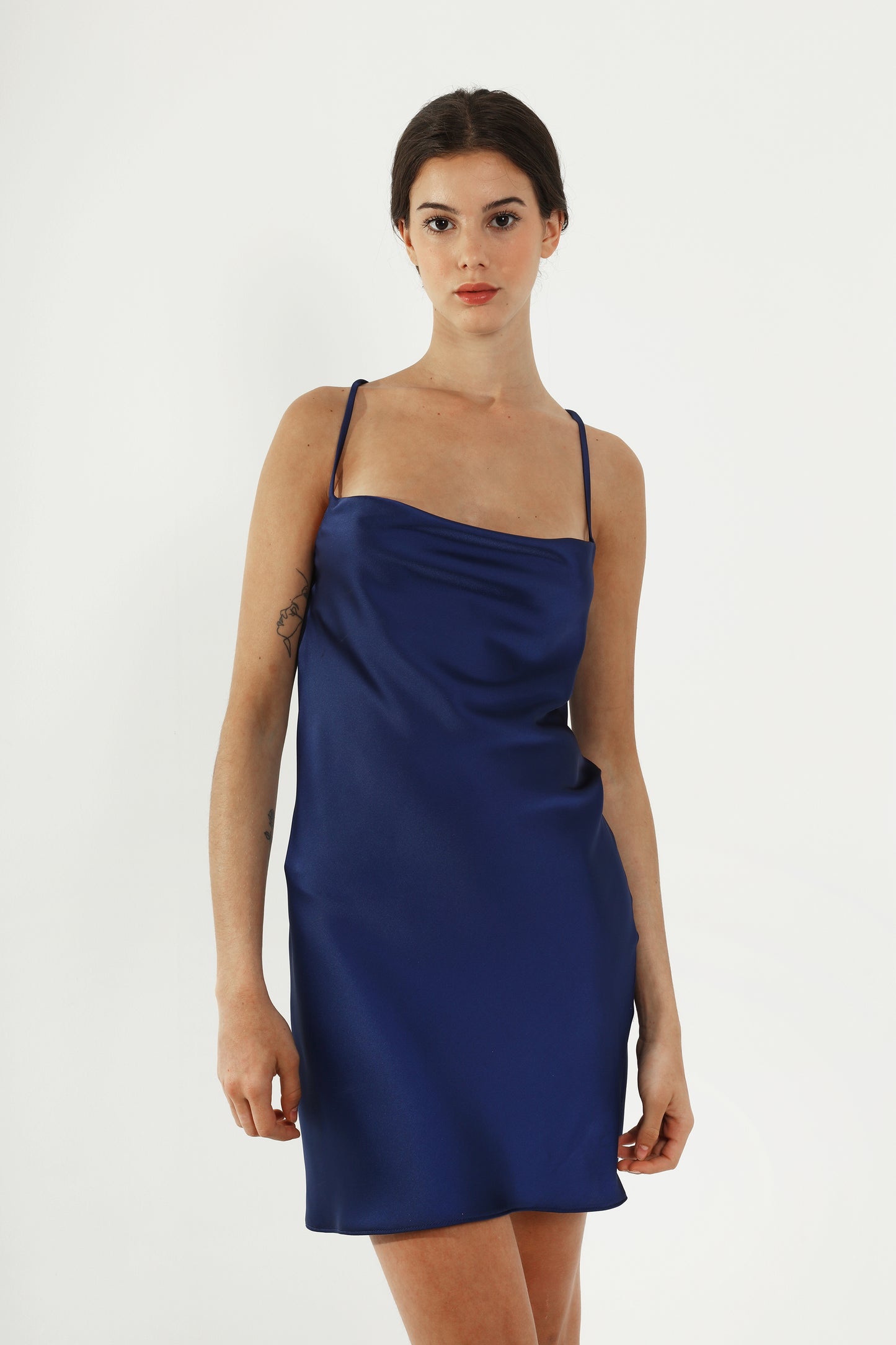 Minivestido de satén azul