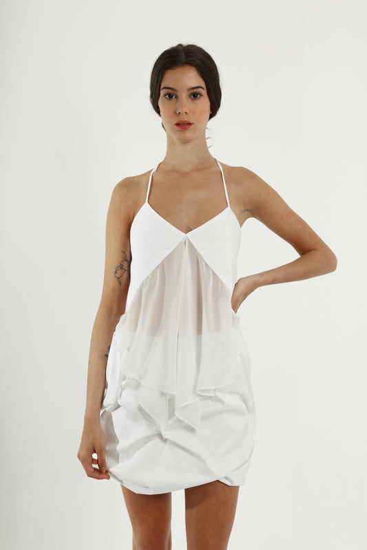 Top de verano blanco de algodón