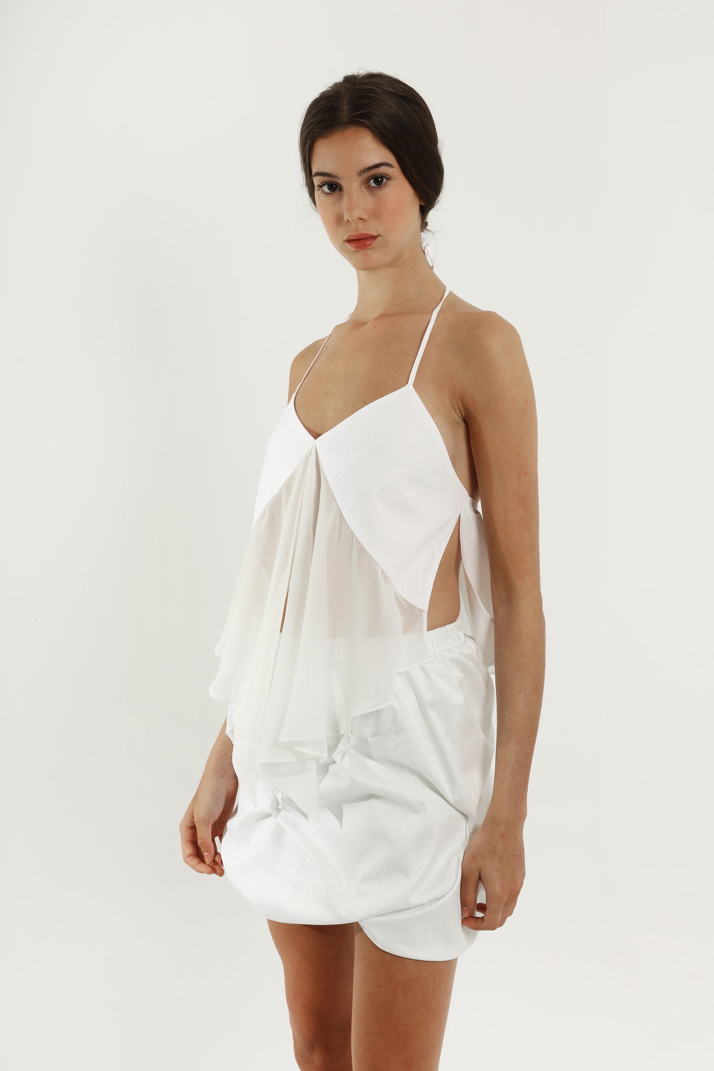 Top de verano blanco de algodón