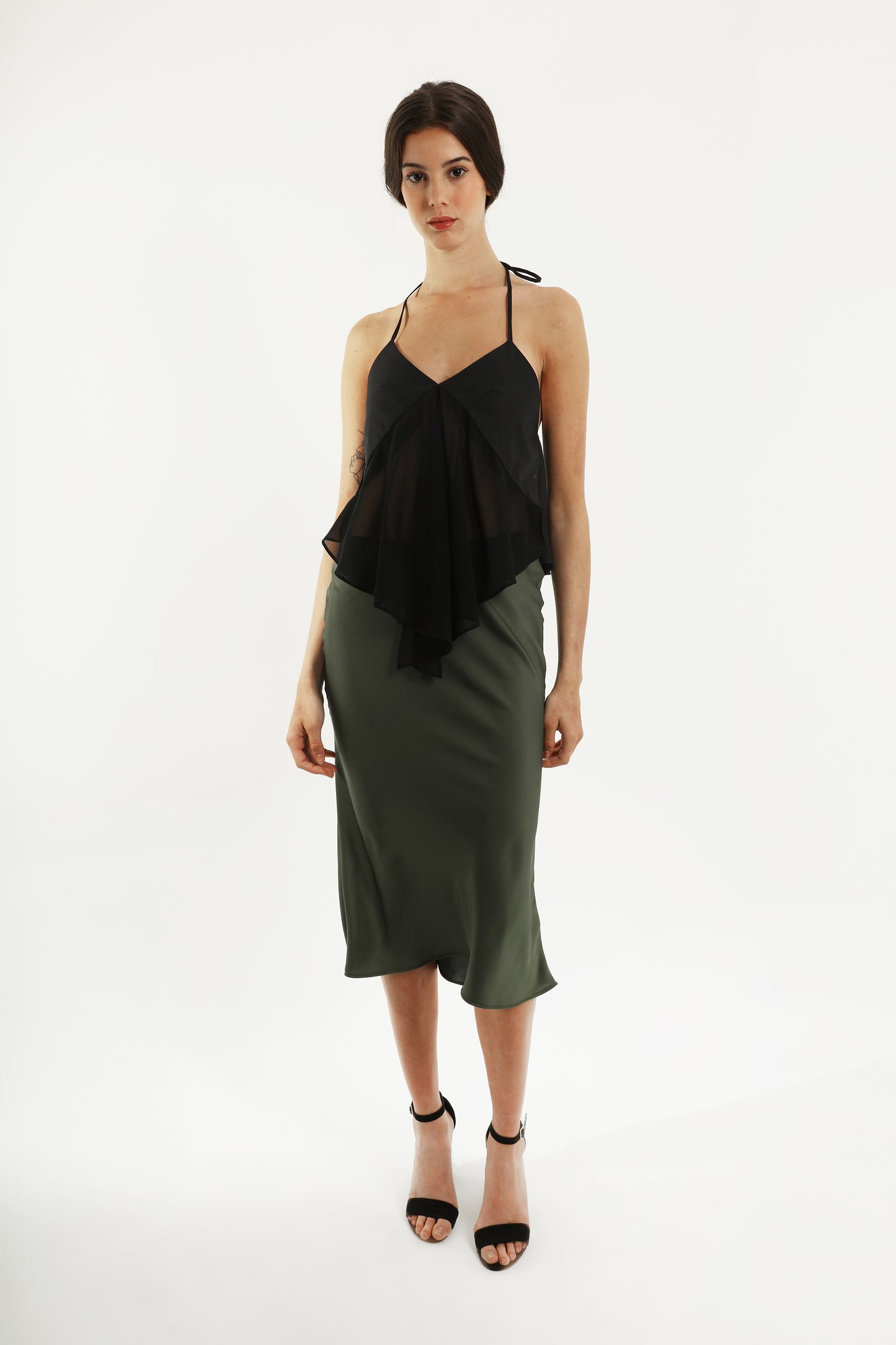 Top de verano negro de algodón