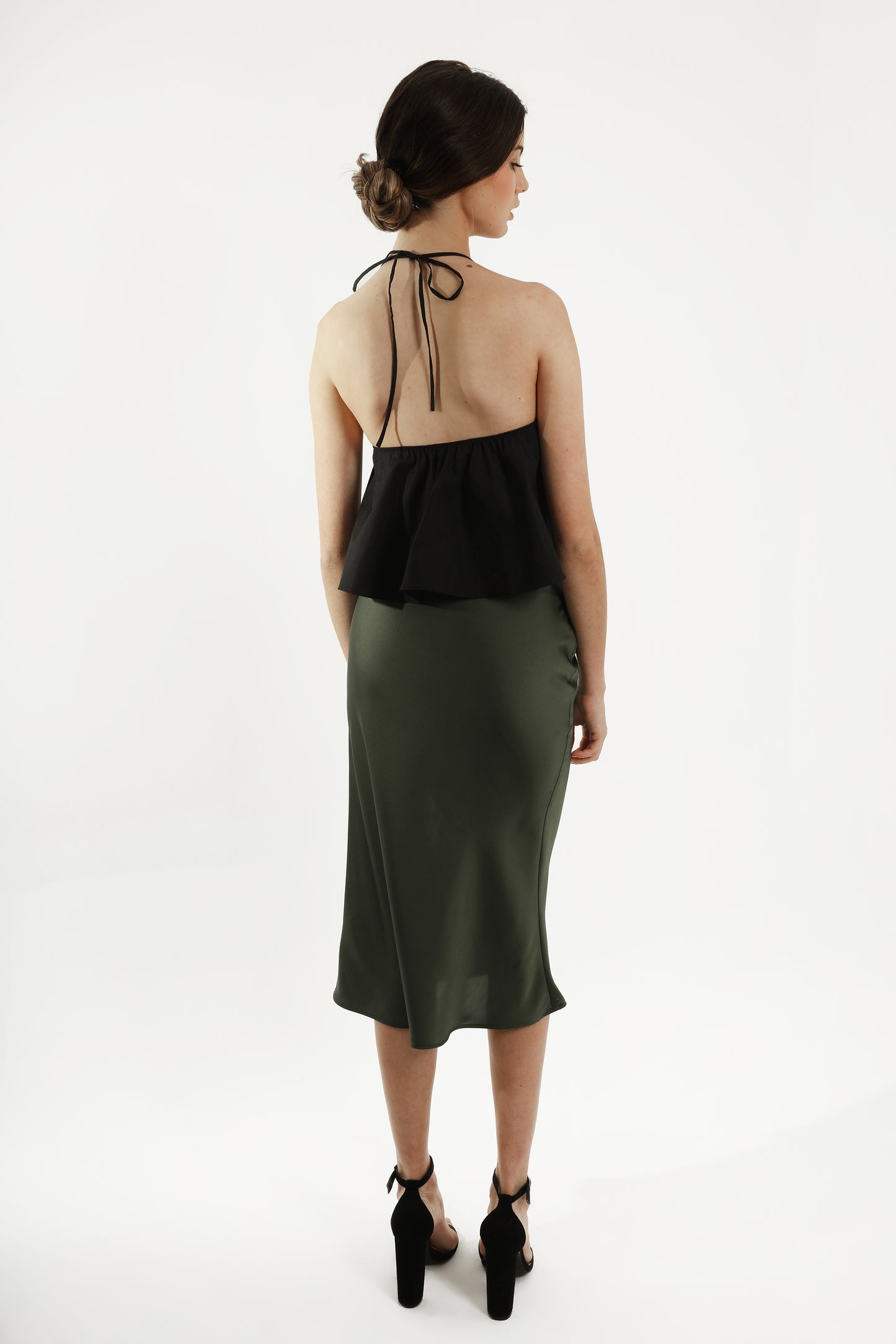 Top de verano negro de algodón