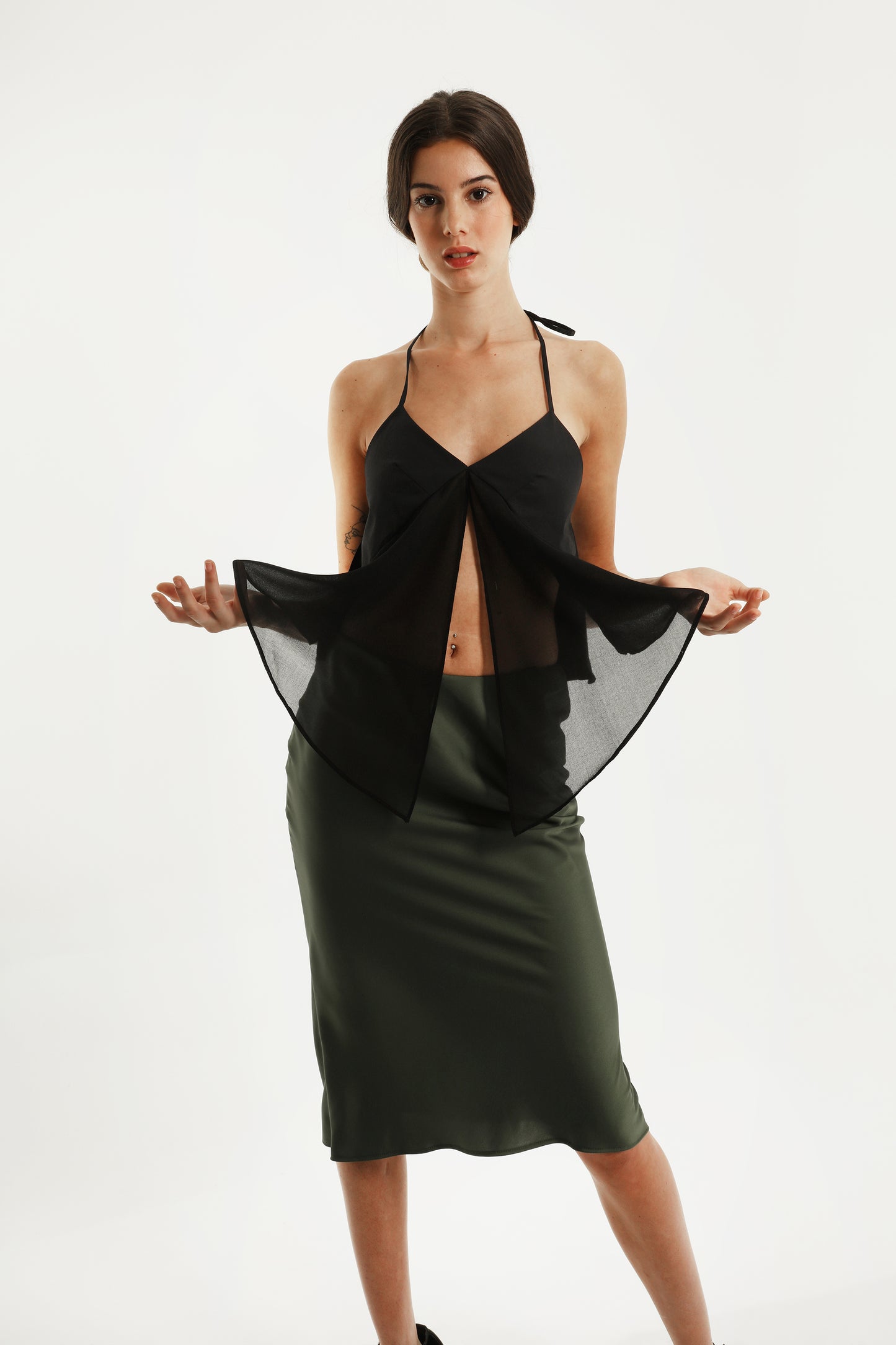 Top de verano negro de algodón