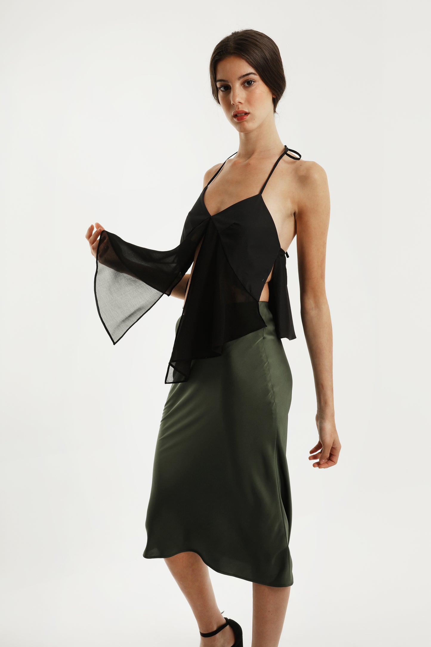 Top de verano negro de algodón