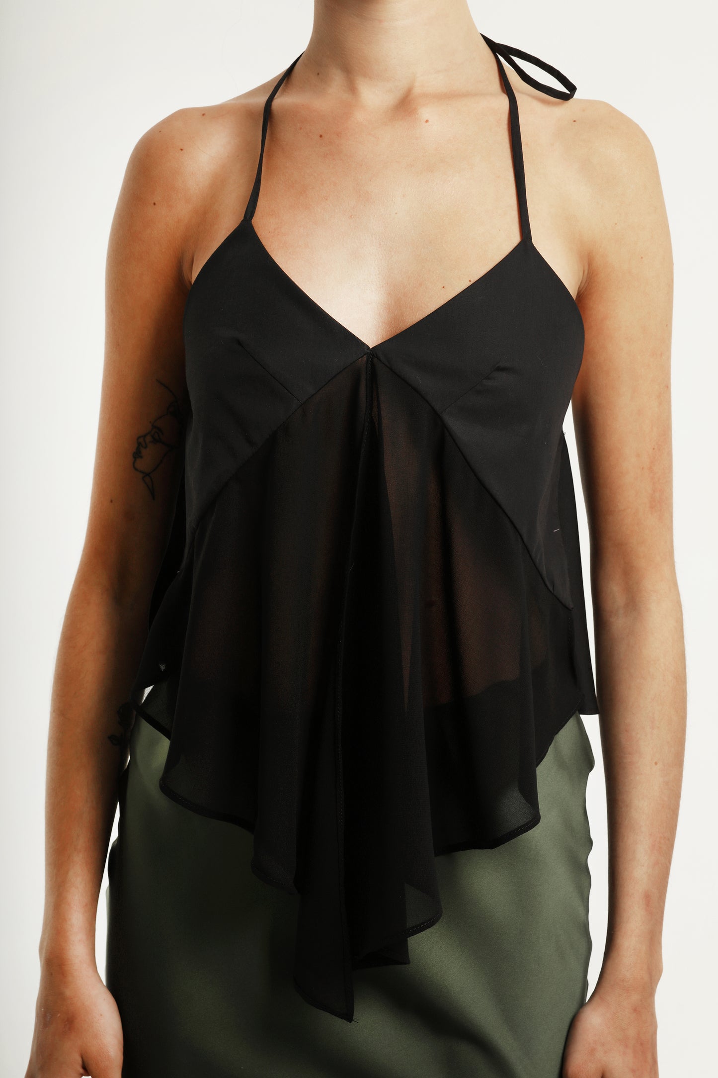 Top de verano negro de algodón