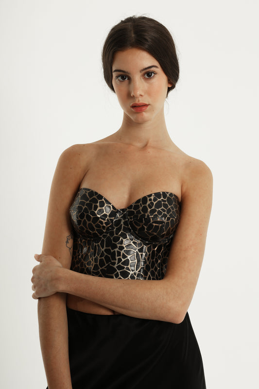 Top bustier de cuero