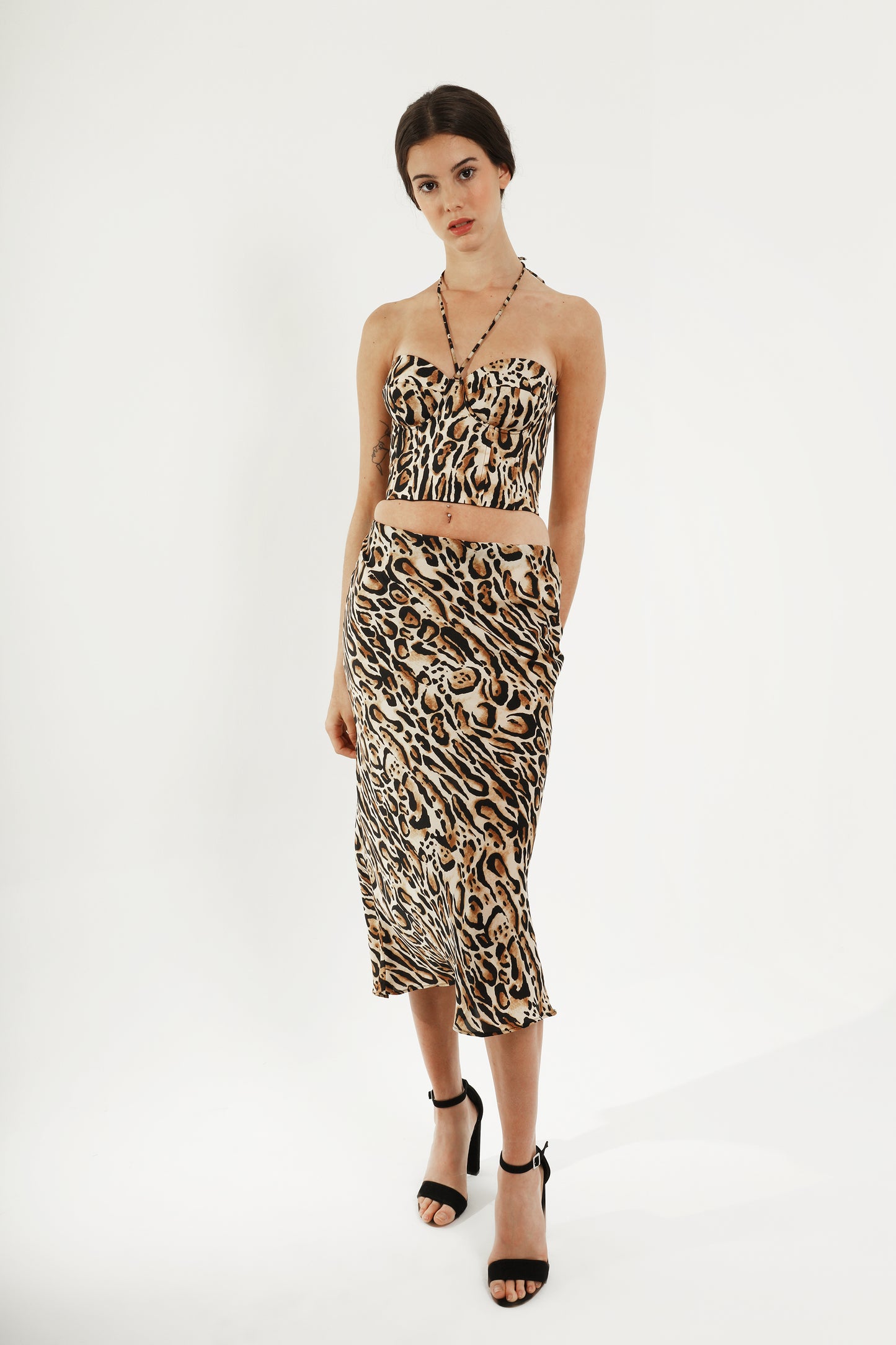 Animal print midi skirt