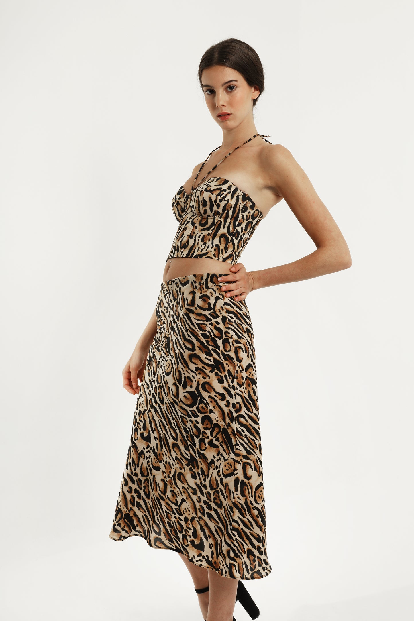 Animal print midi skirt