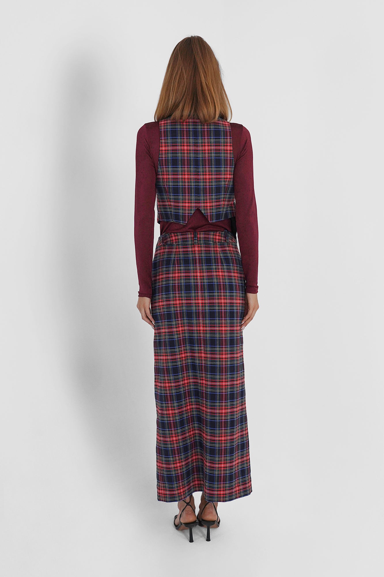 Tartan check pencil skirt