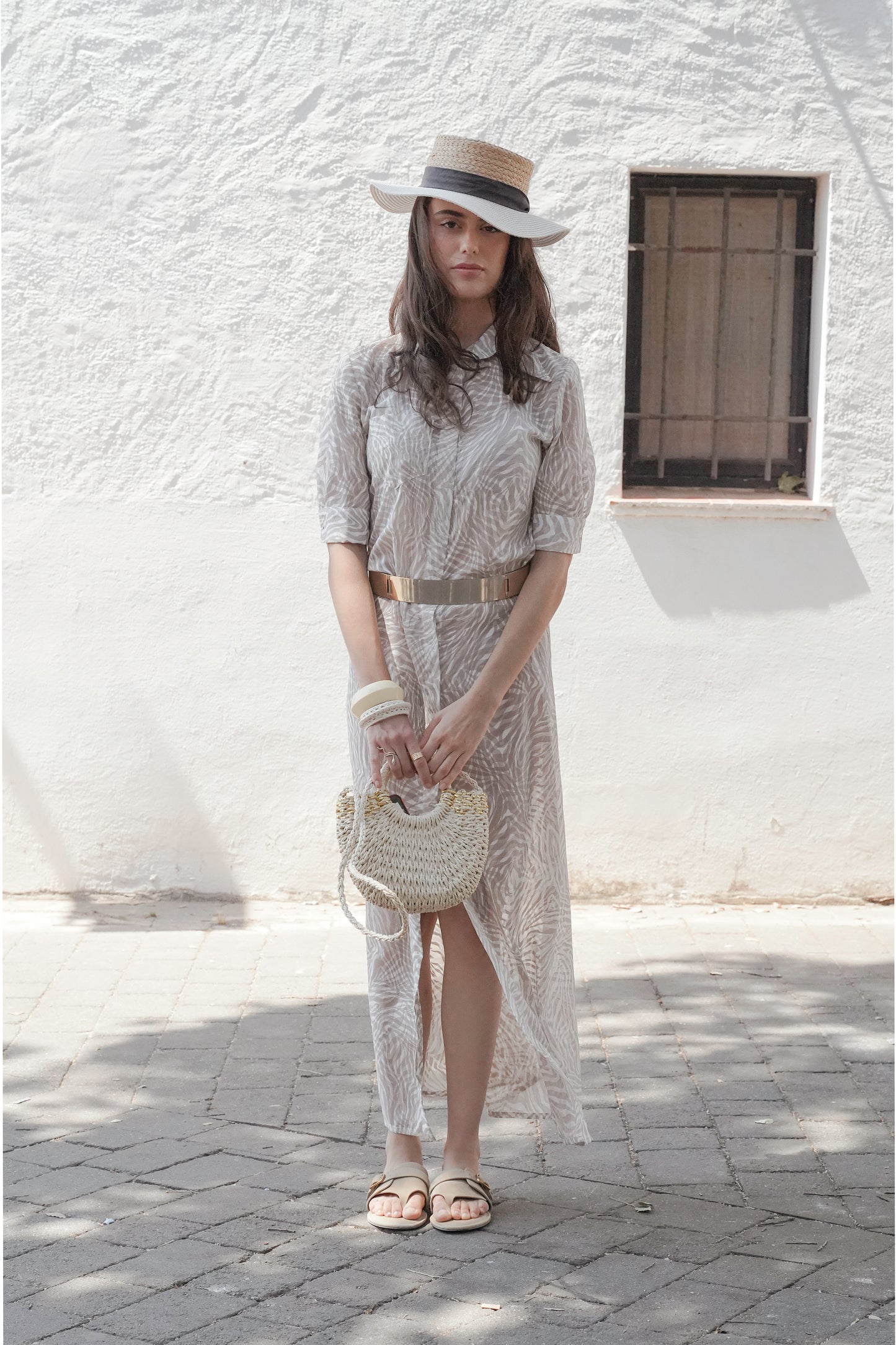 Vestido camisero con estampado de cebra