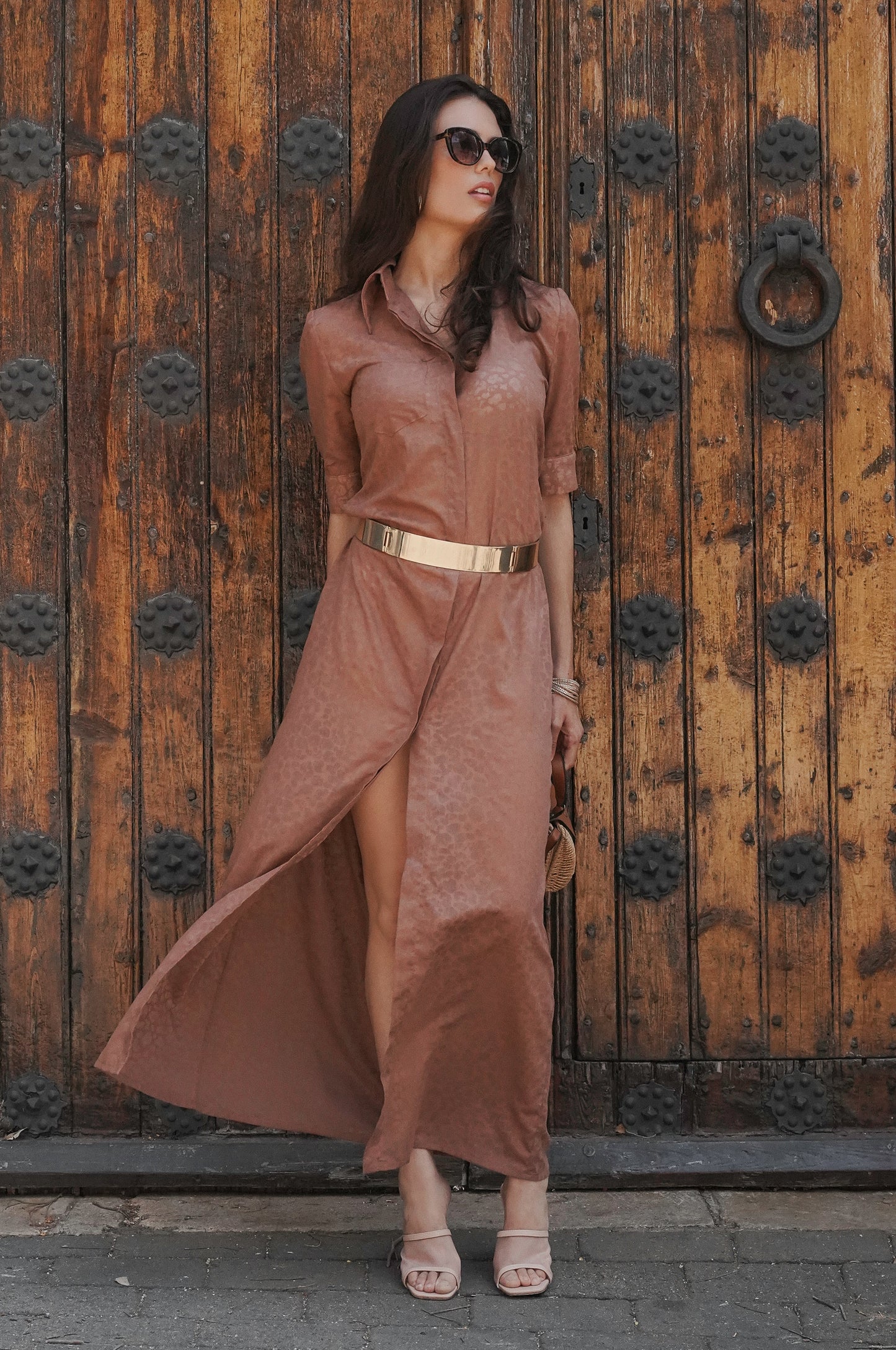 Vestido camisero con estampado de cebra