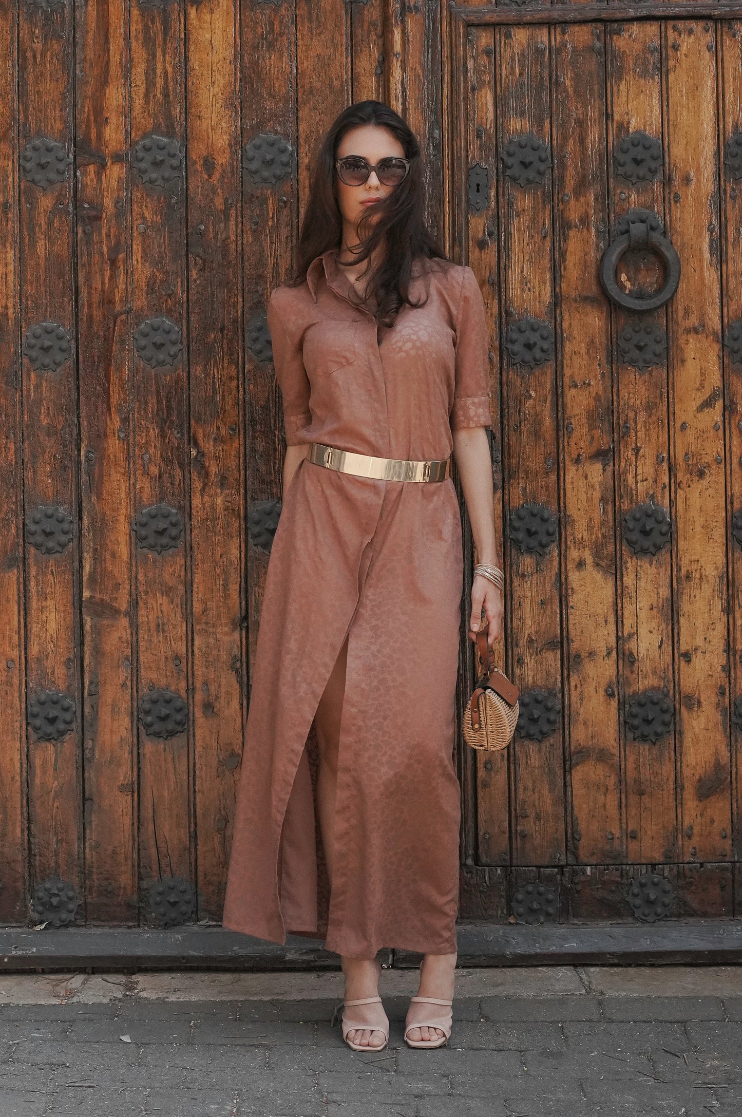 Vestido camisero con estampado de cebra