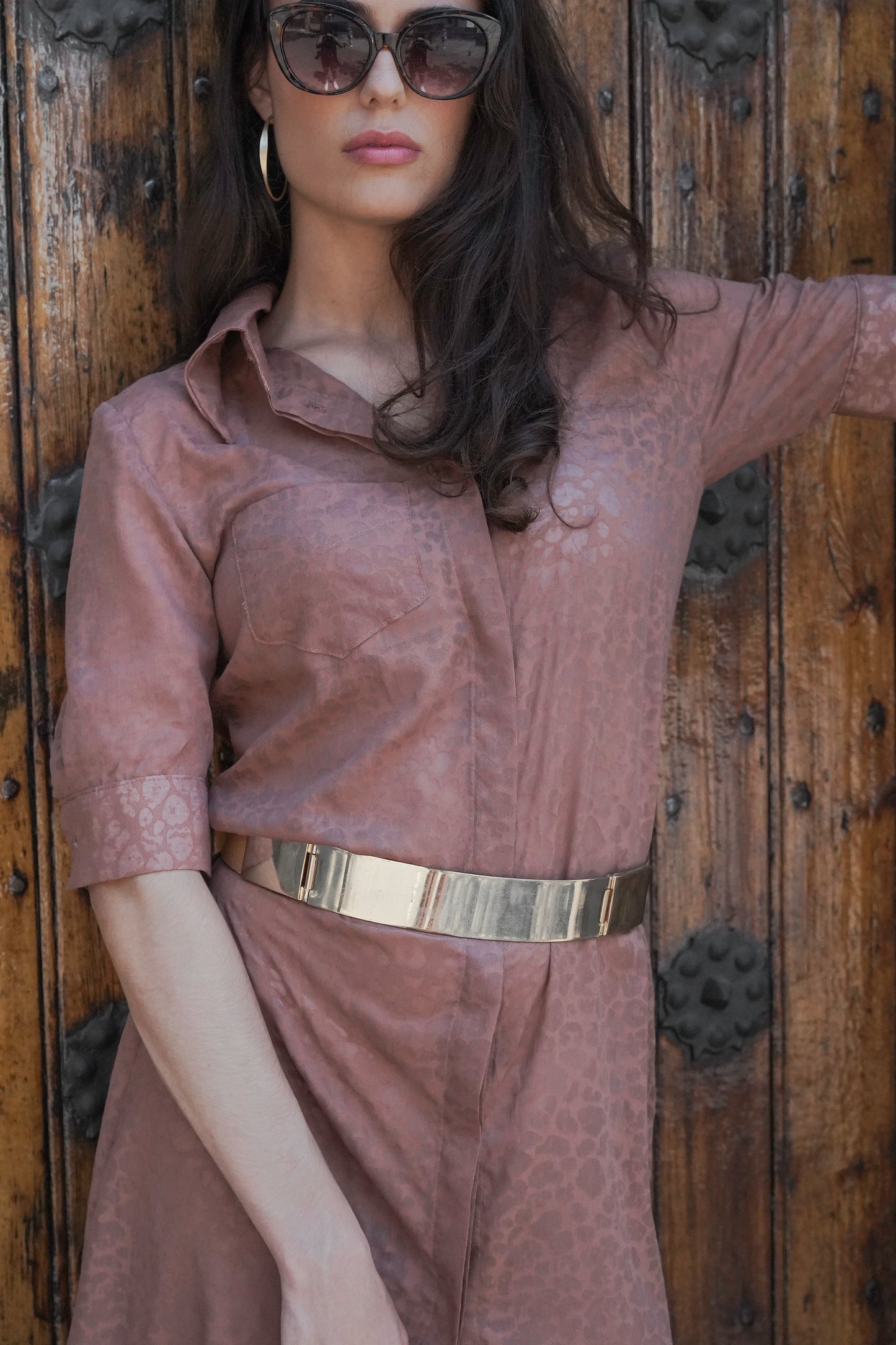 Vestido camisero con estampado de cebra