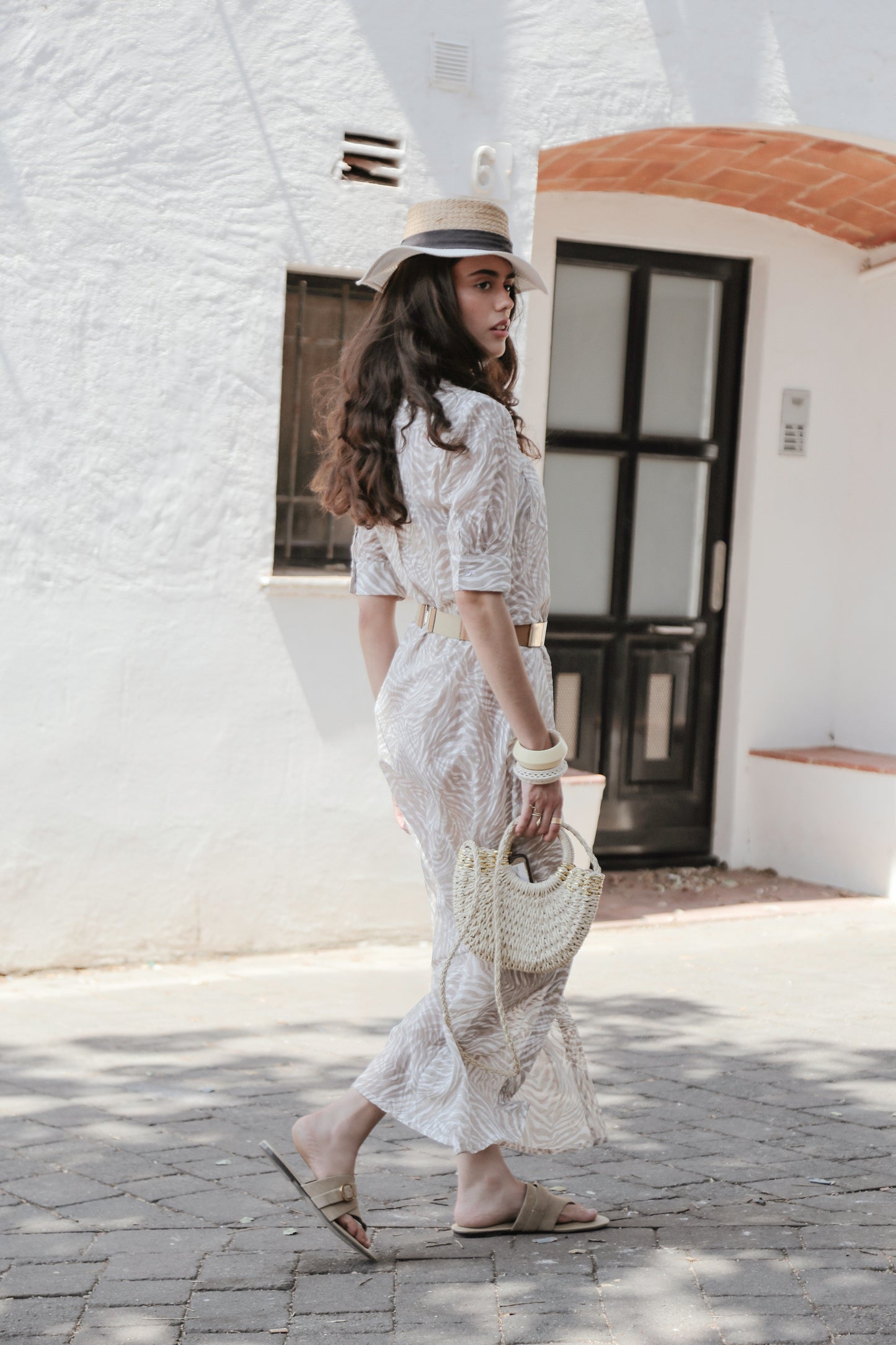 Vestido camisero con estampado de cebra