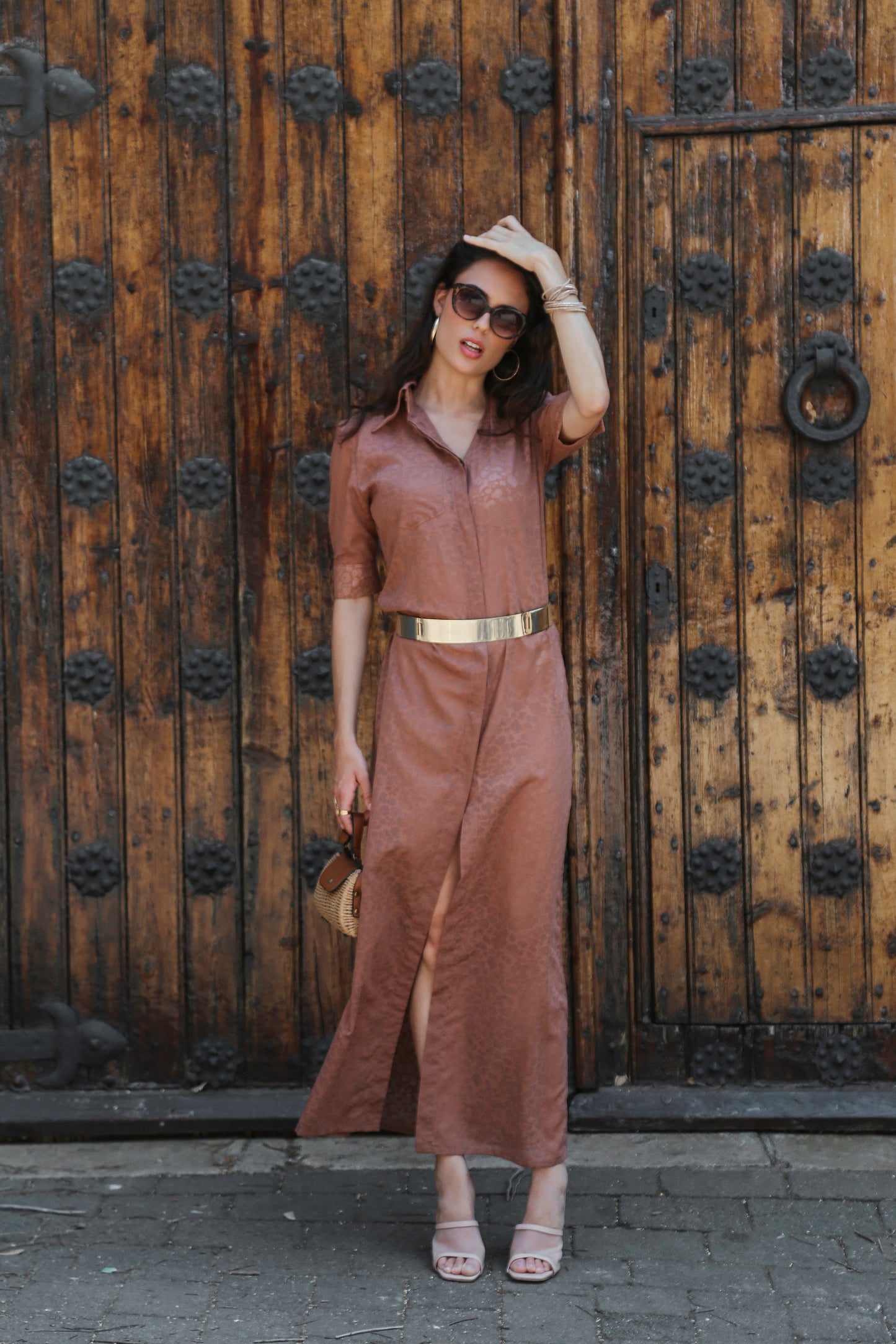 Vestido camisero con estampado de cebra