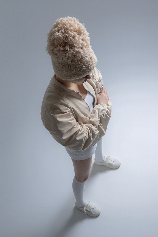 Teddy Beanie with Oversized Pom Pom