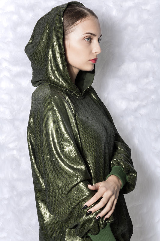 Sudadera con capucha de lentejuelas