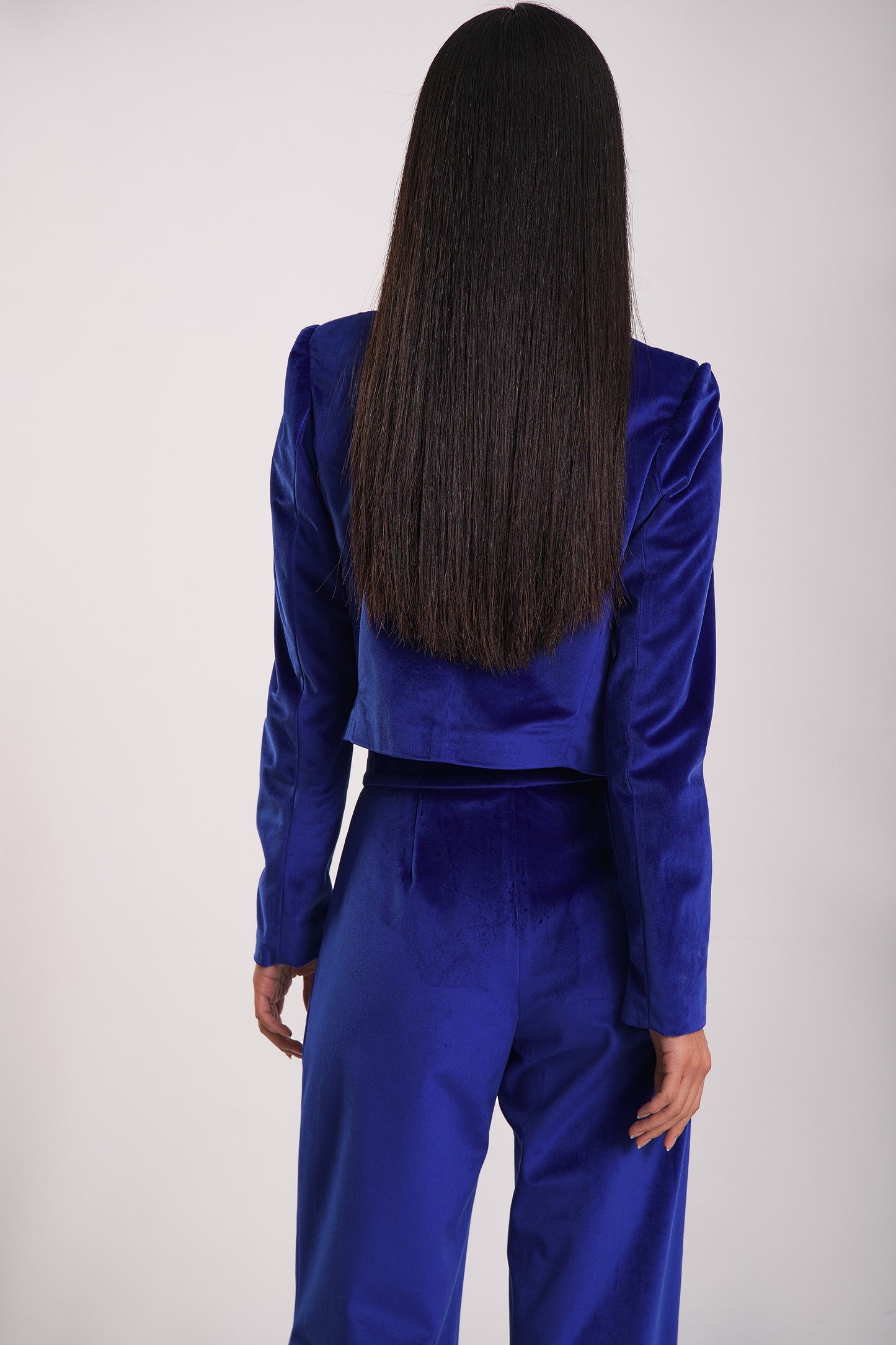 Electric blue velvet jacket