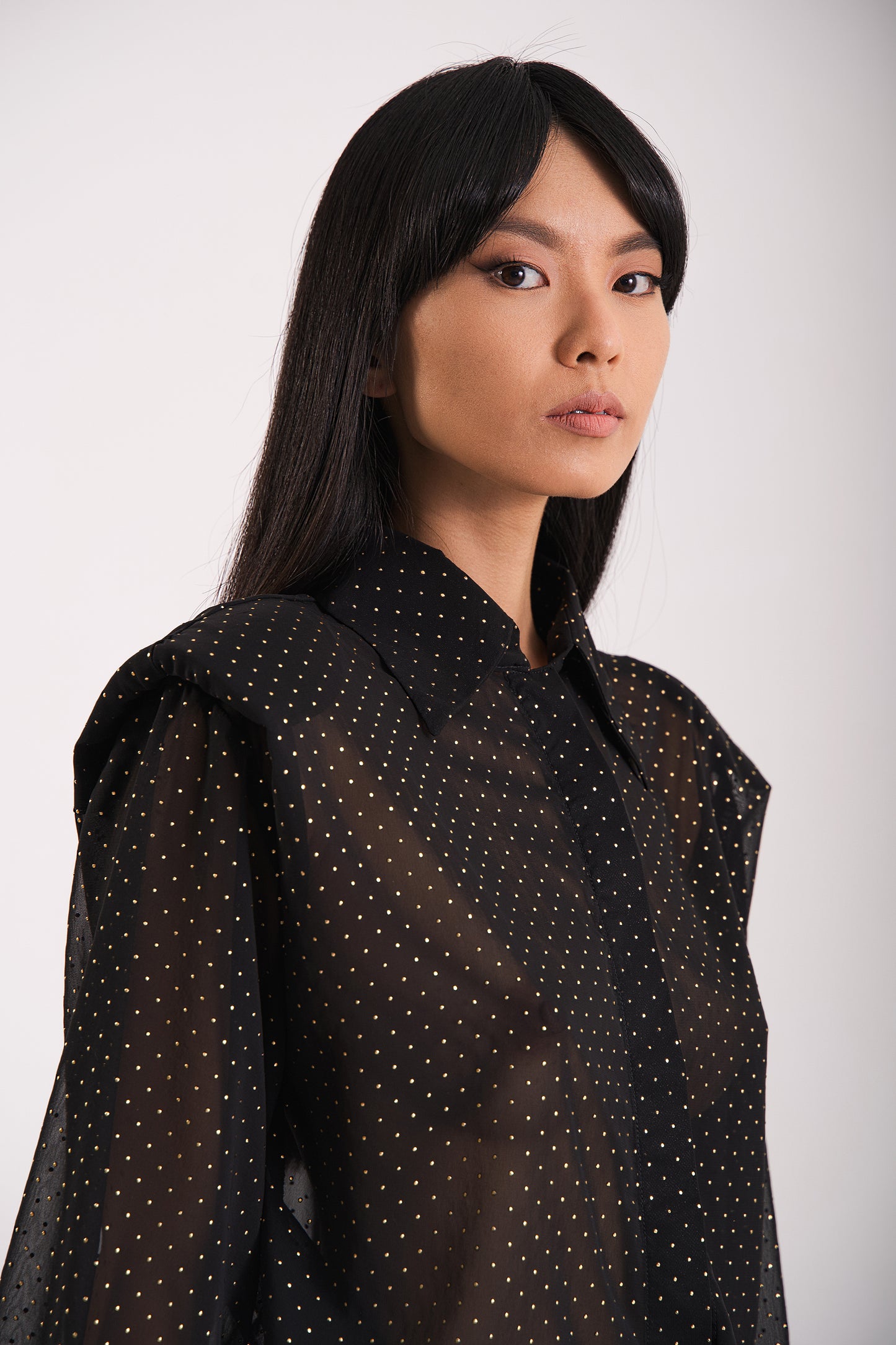 Blusa negra transparente de gran tamaño