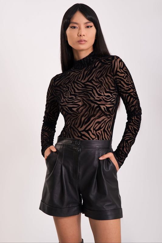 Black Leather Tailored Shorts