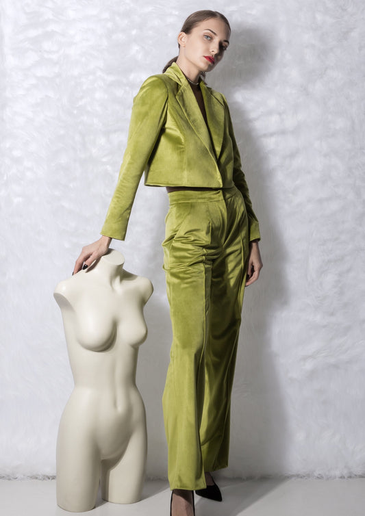 Chaqueta de terciopelo verde oliva