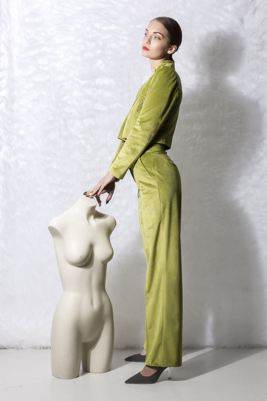 Pantalones de terciopelo verde oliva