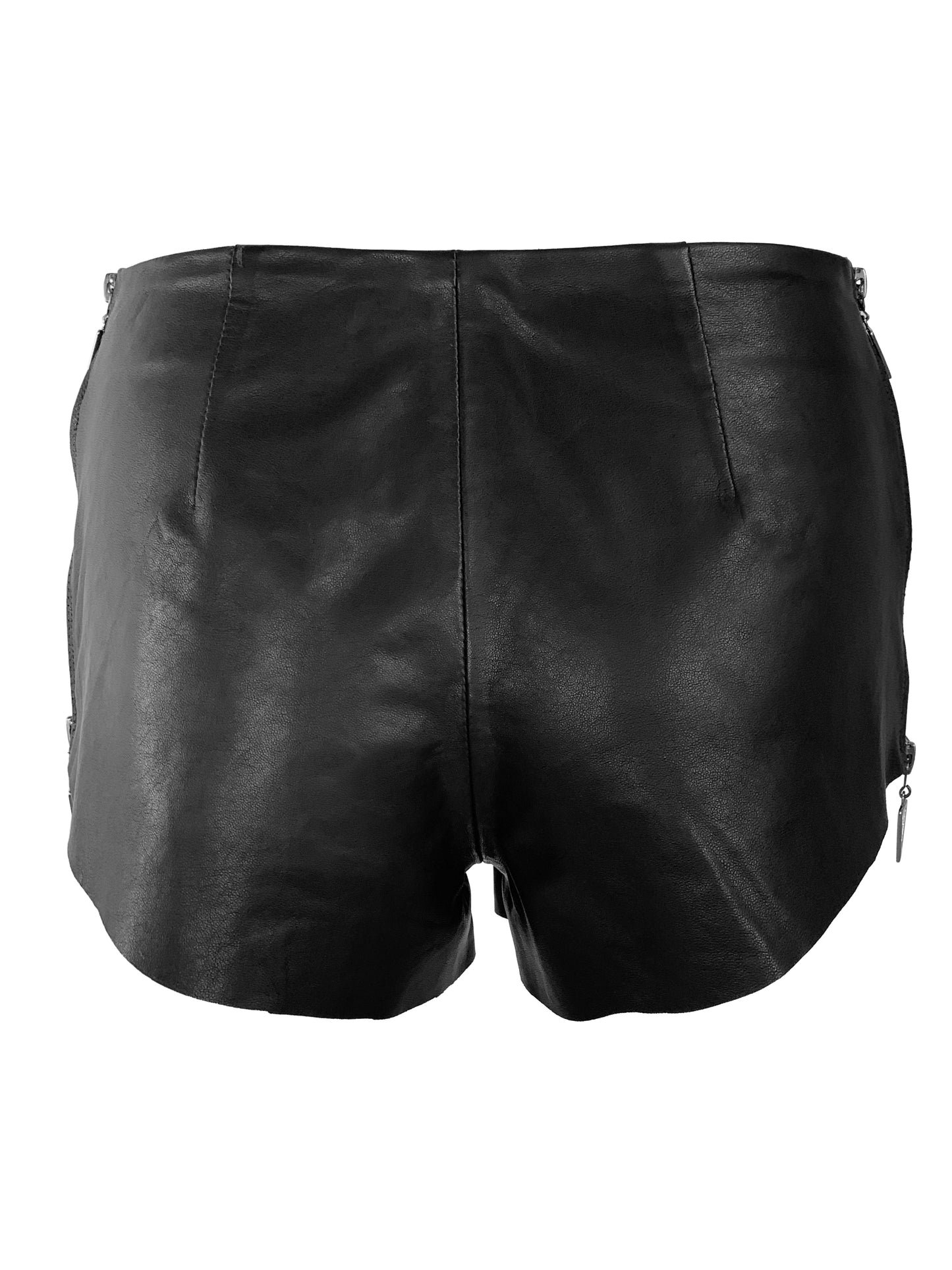 Leather mini shorts