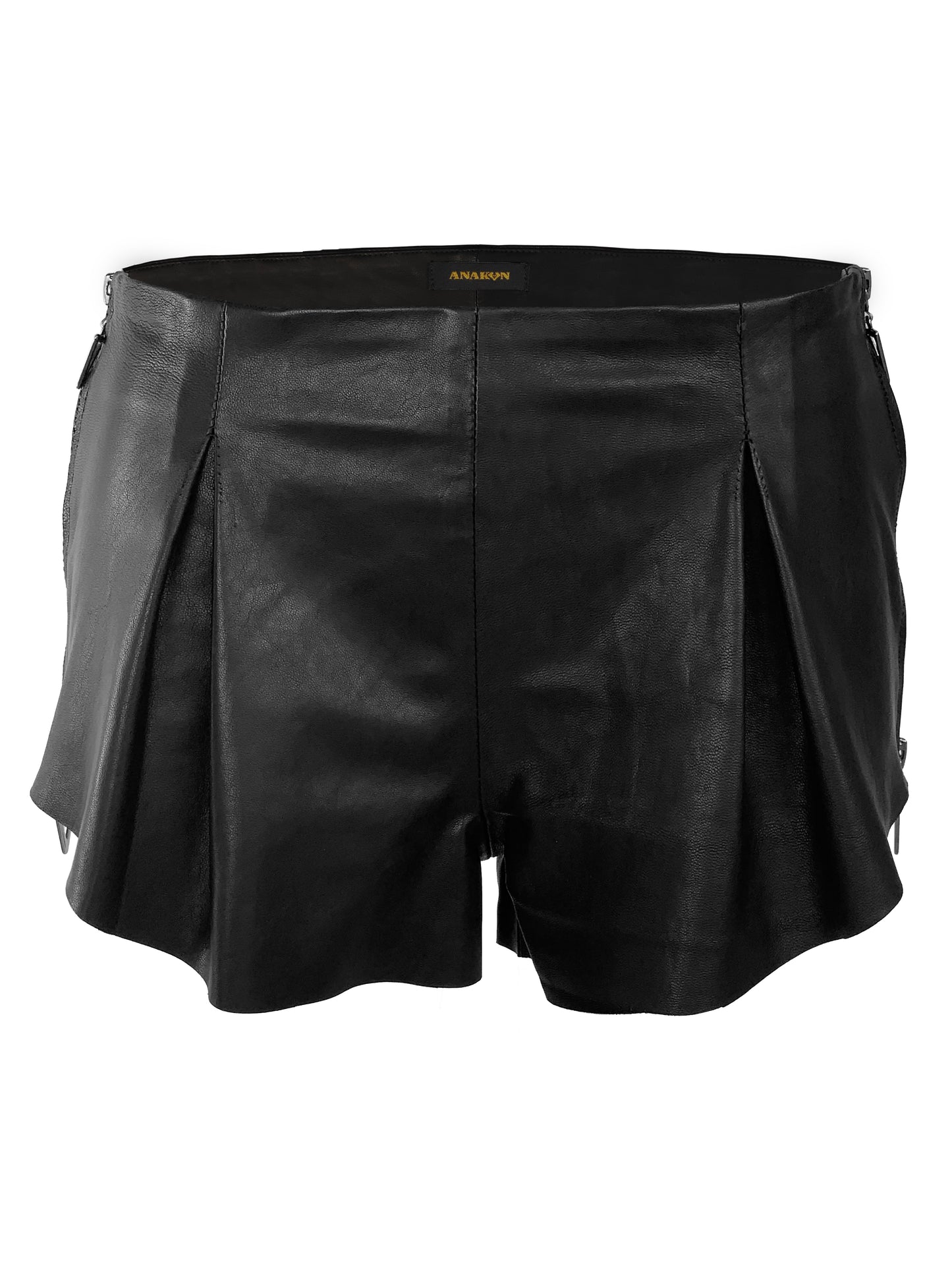 Leather mini shorts