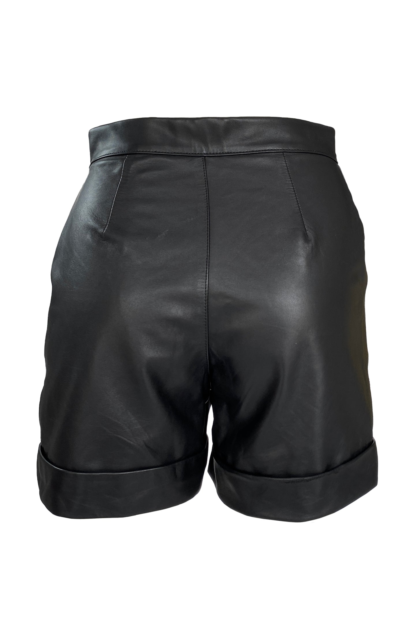 Black Leather Tailored Shorts