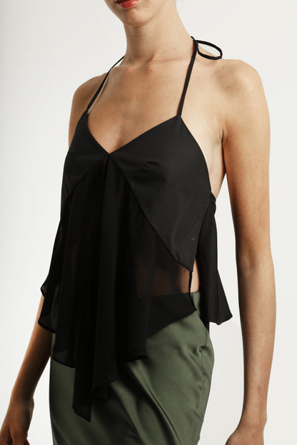 Top de verano negro de algodón