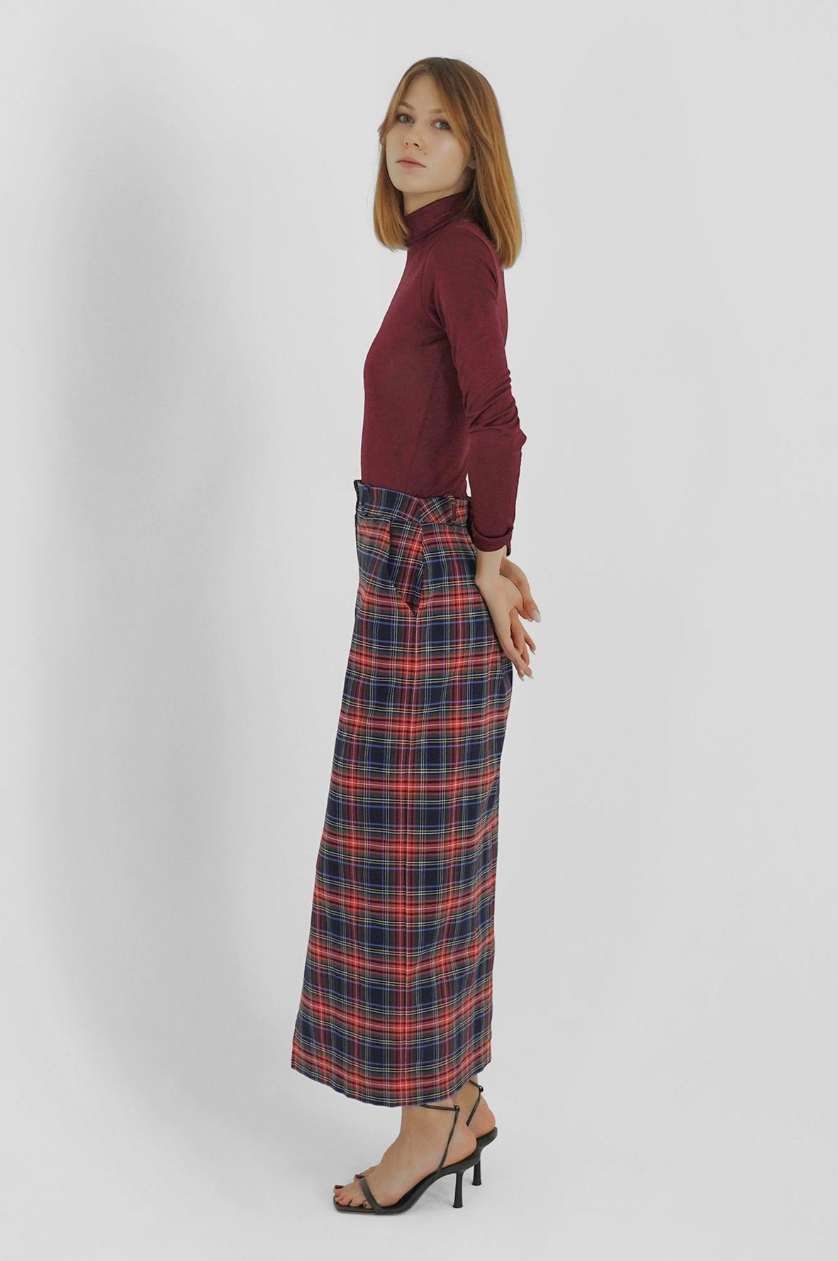 Tartan check pencil skirt