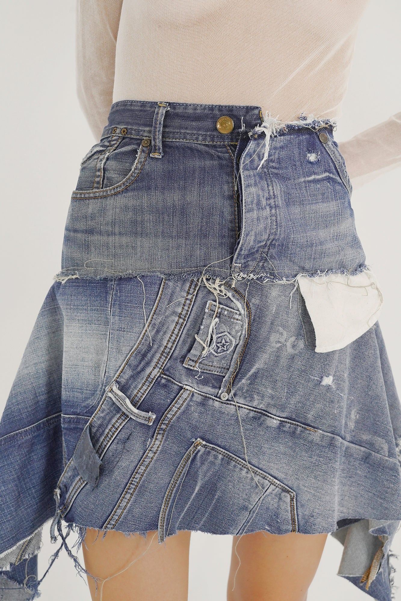 Asymmetric denim skirt