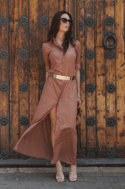 Vestido camisero con estampado de cebra