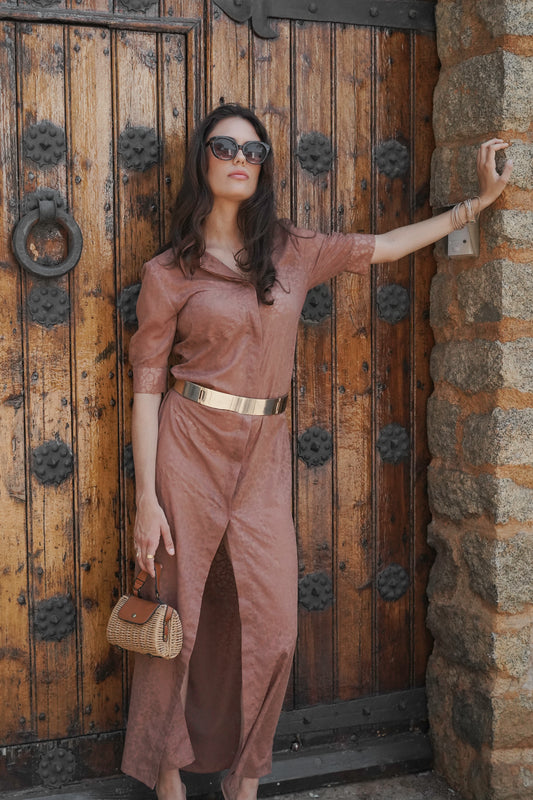 Vestido camisero con estampado de cebra