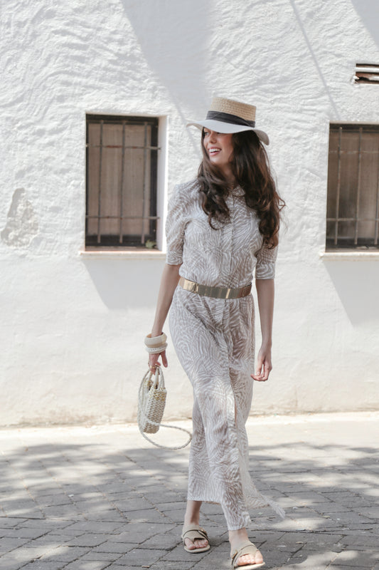 Vestido camisero con estampado de cebra