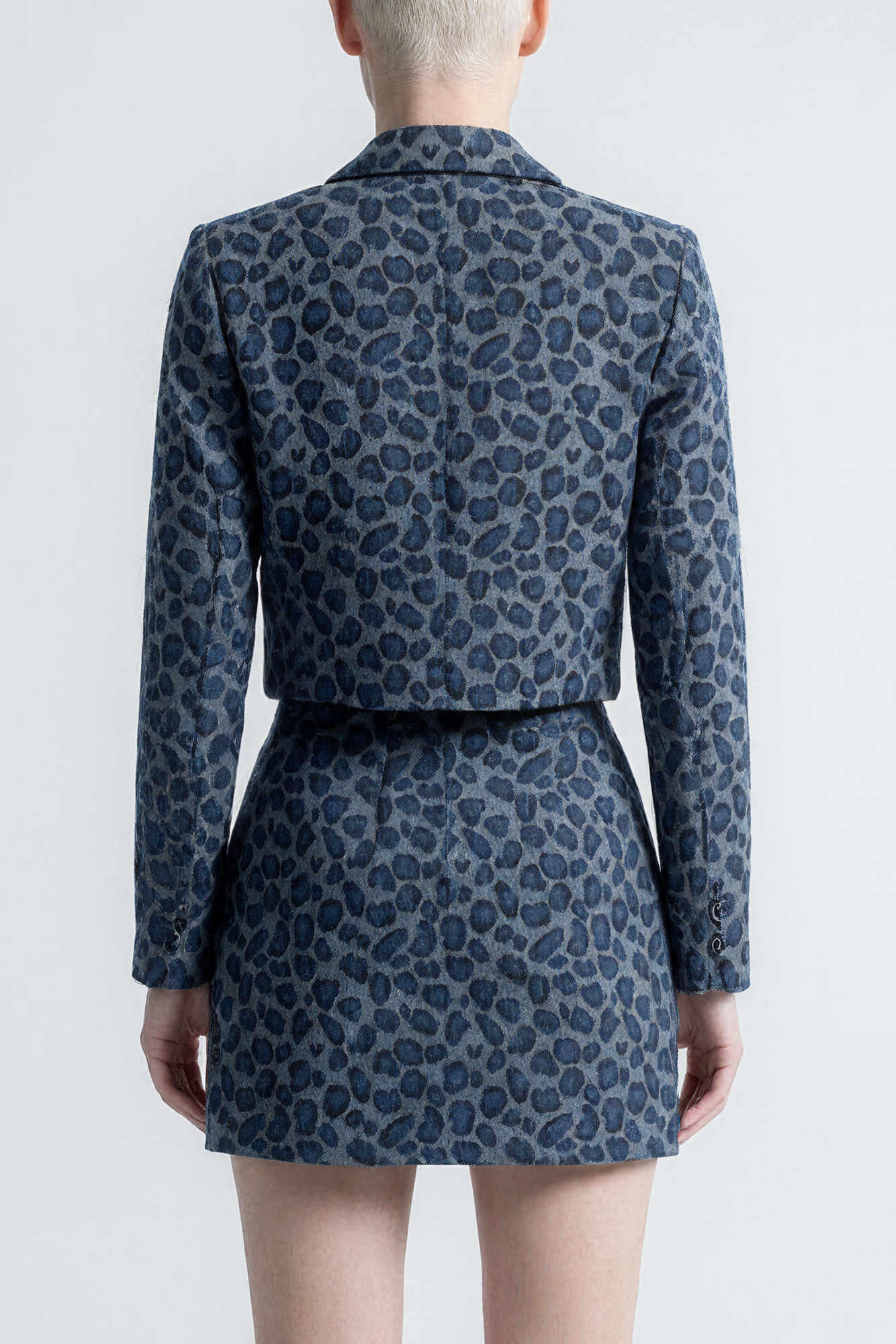 Cropped Animal Print Jacket in Blue