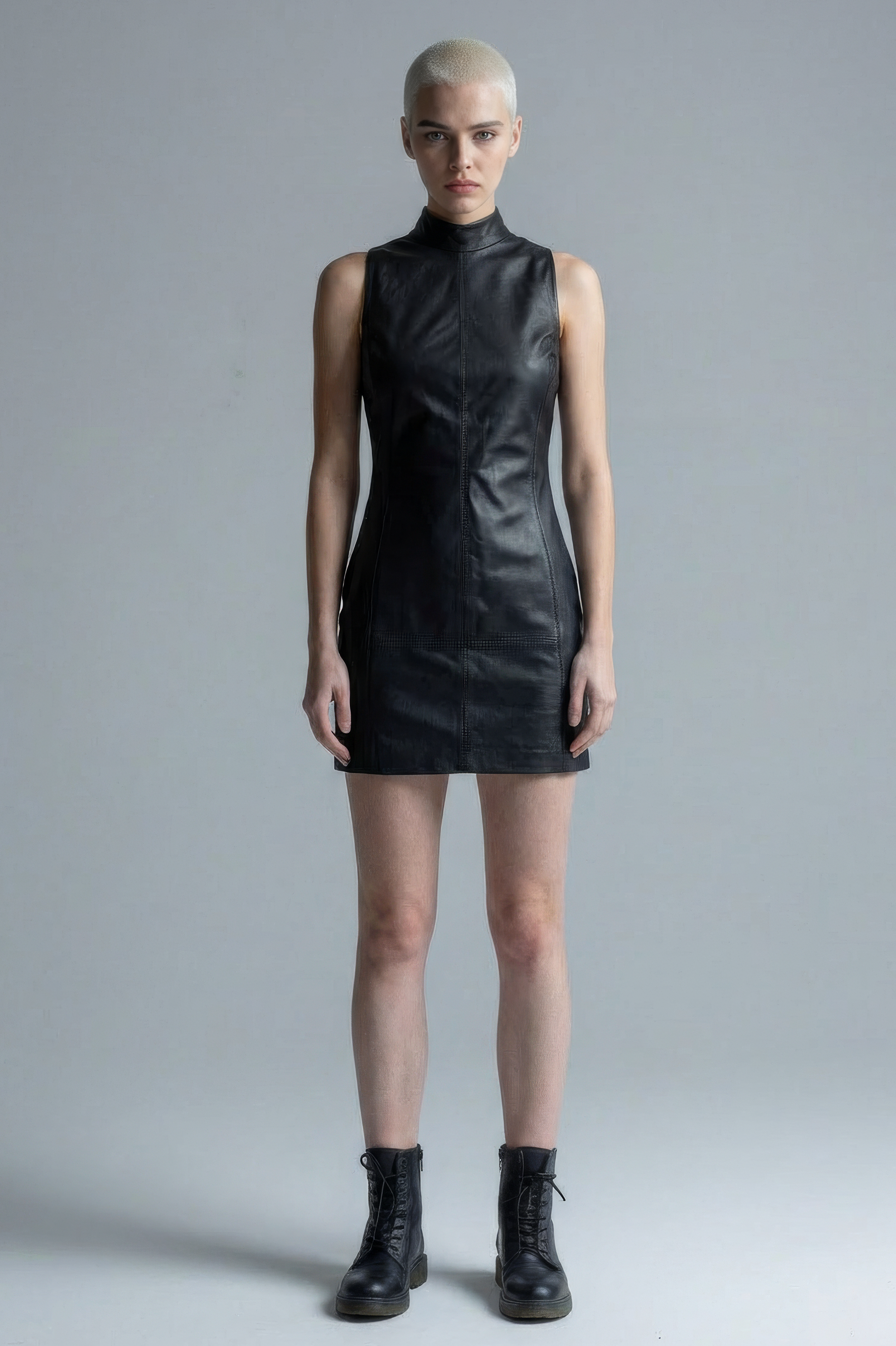 Black Leather Sleeveless Mini Dress | Anakon ANAKON Black Leather Sleeveless Mini Dress | Anakon ANAKON