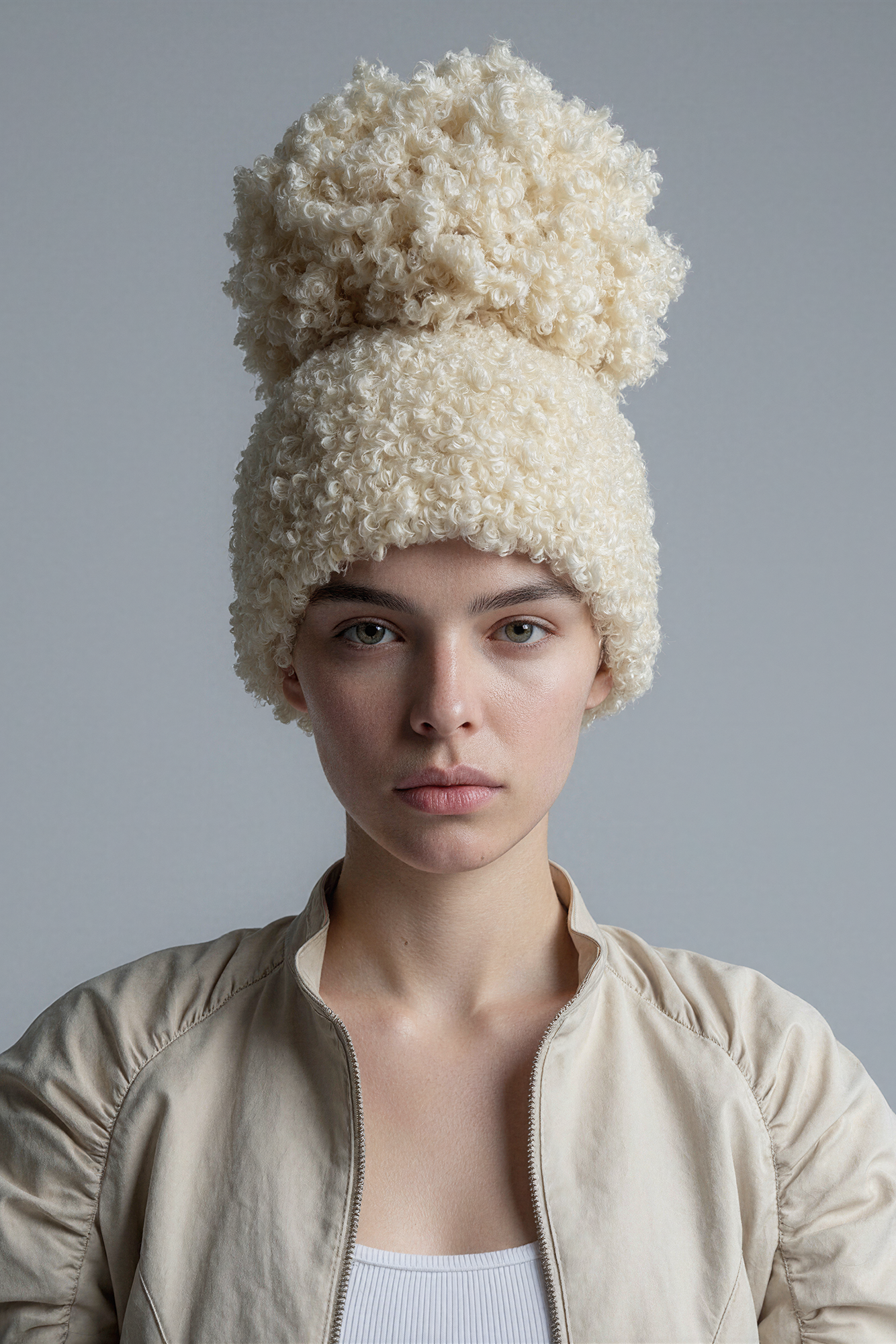 Teddy Beanie with Oversized Pom Pom