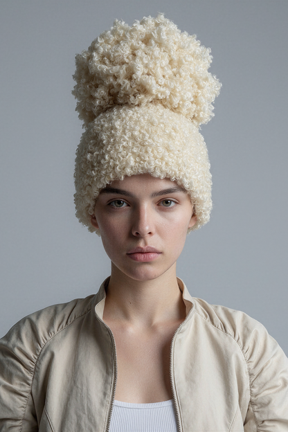 Teddy Beanie with Oversized Pom Pom