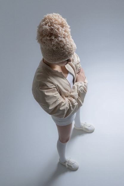 Teddy Beanie with Oversized Pom Pom