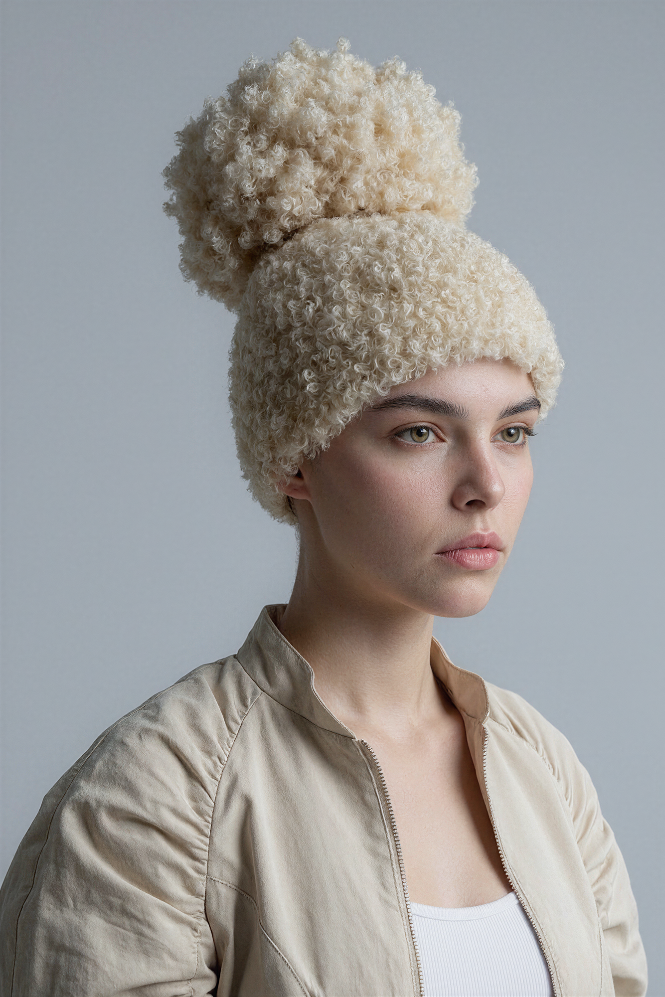 Teddy Beanie with Oversized Pom Pom