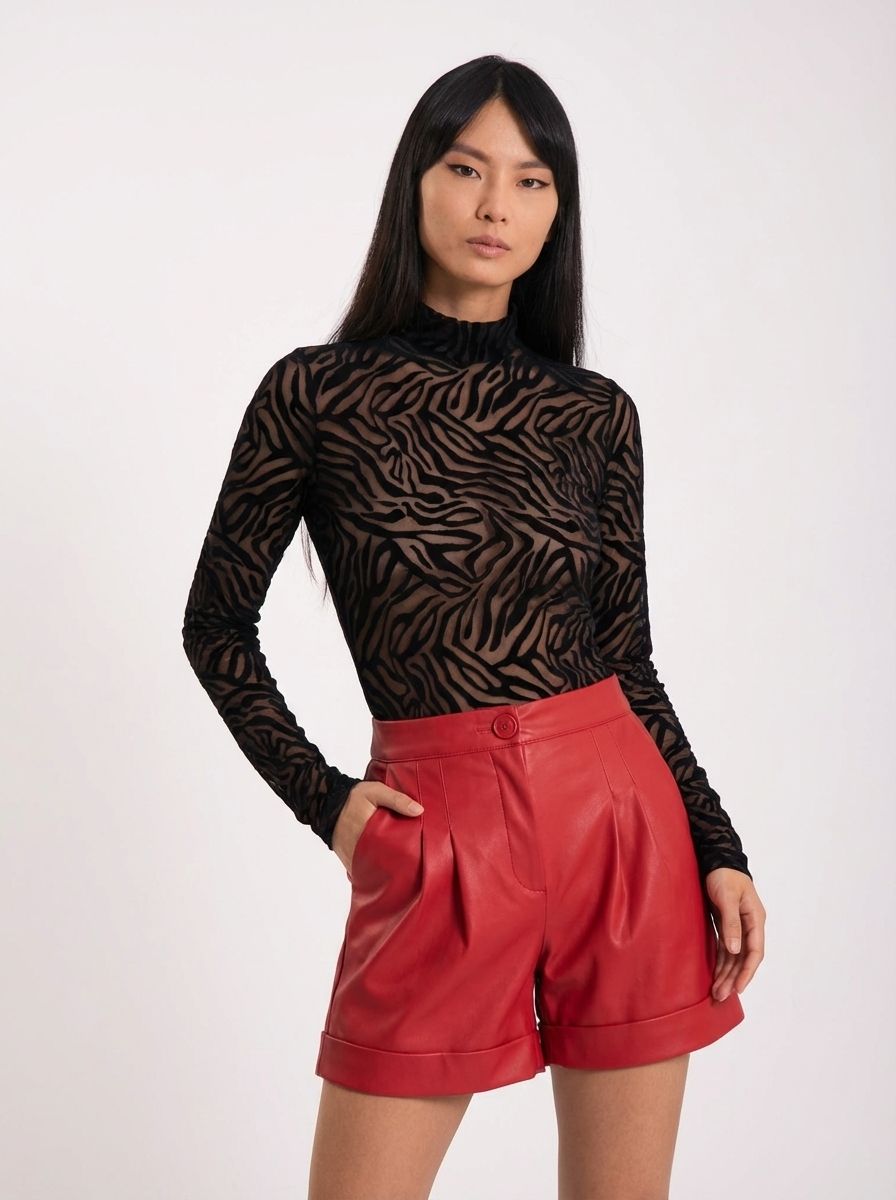 Black Leather Tailored Shorts