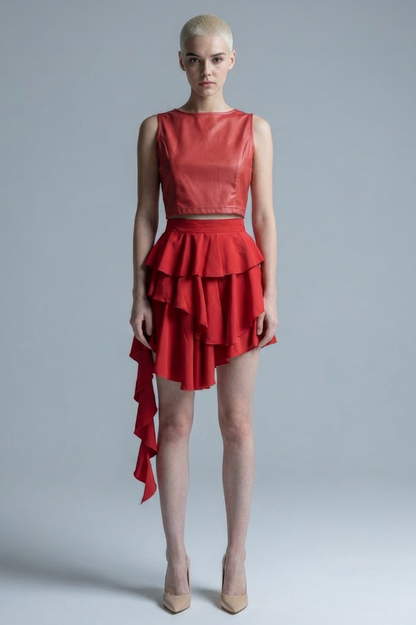 Red Deconstructed Skirt