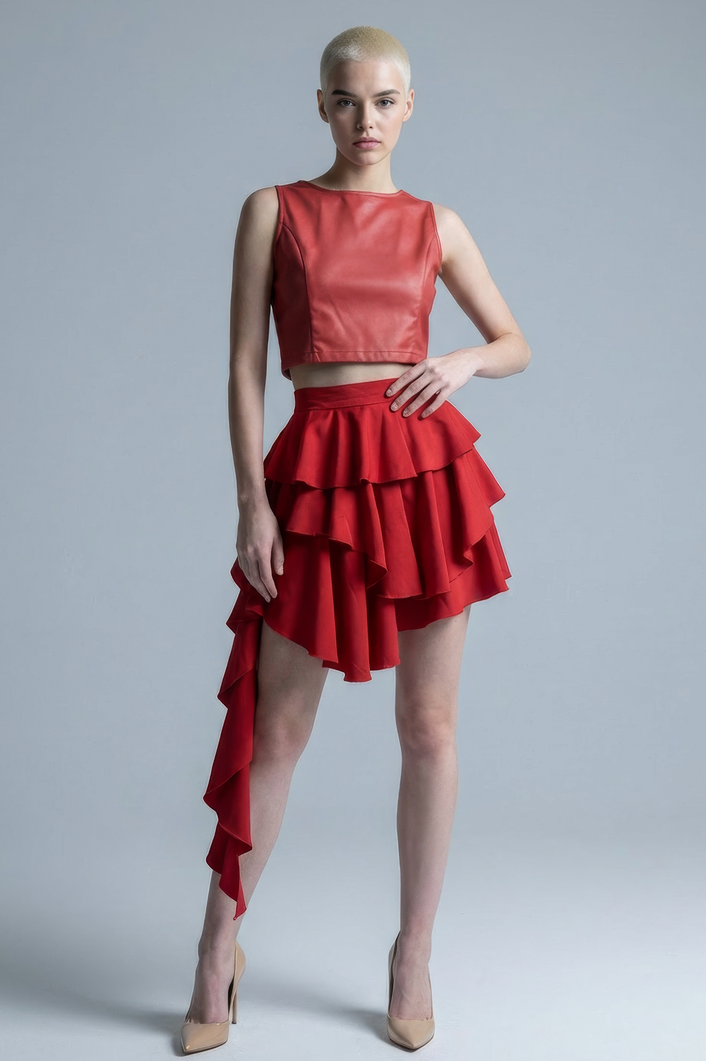 Red Deconstructed Skirt