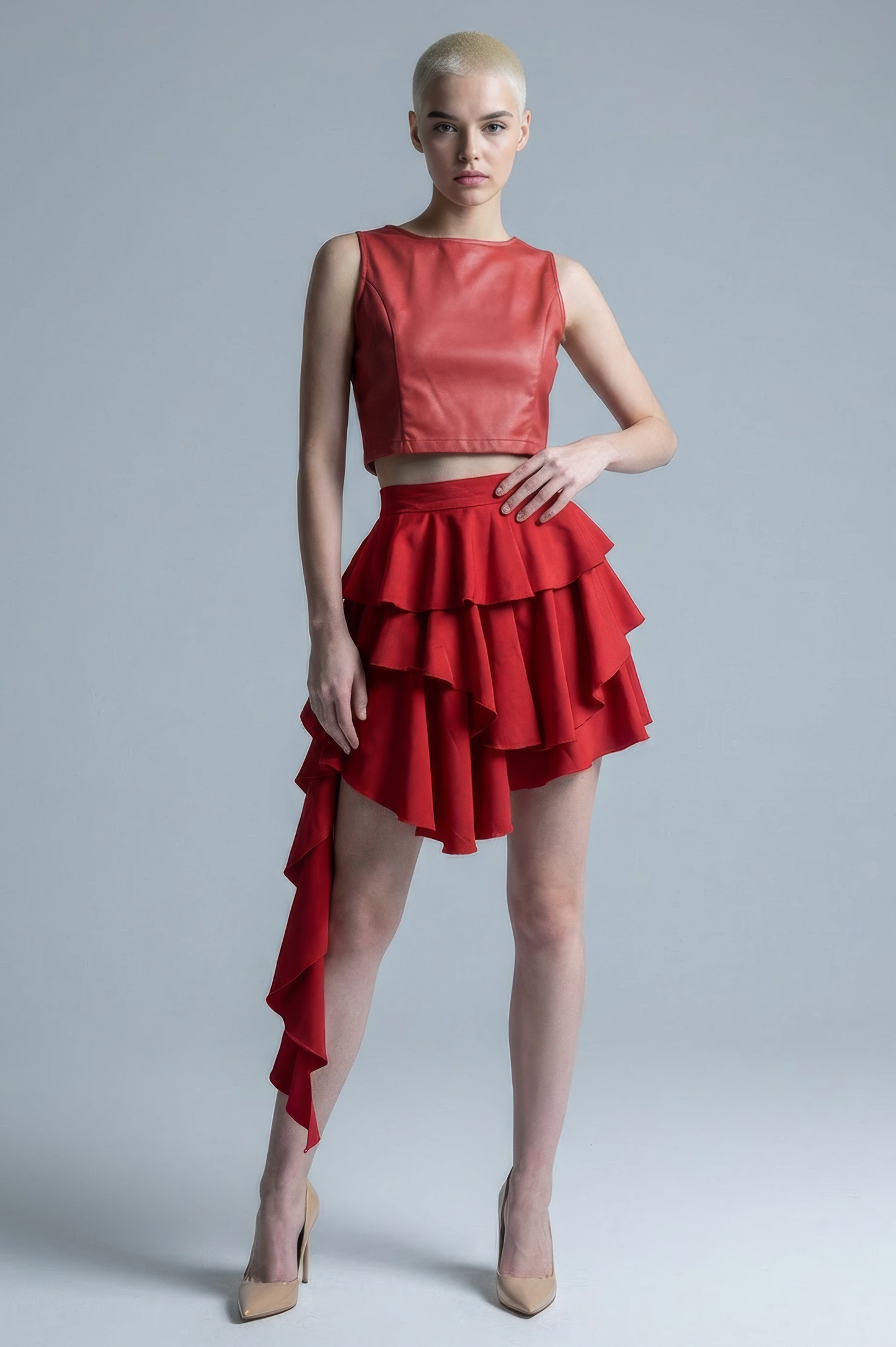 Red Leather Cropped Top