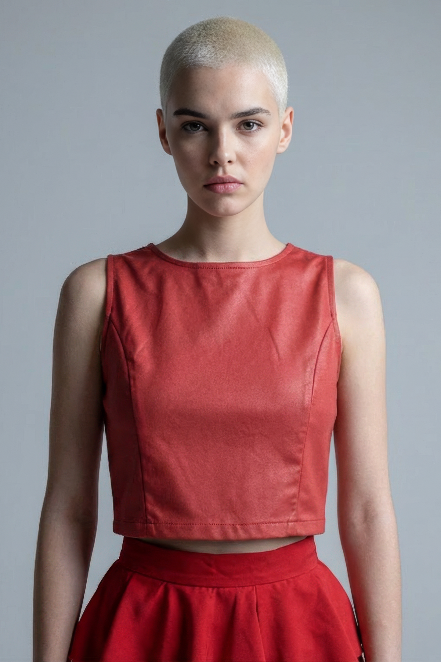 Red Leather Cropped Top