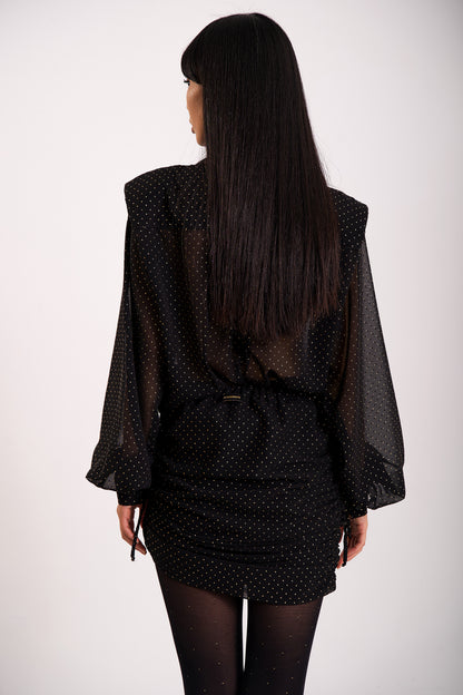 Übergroße schwarze transparente Bluse