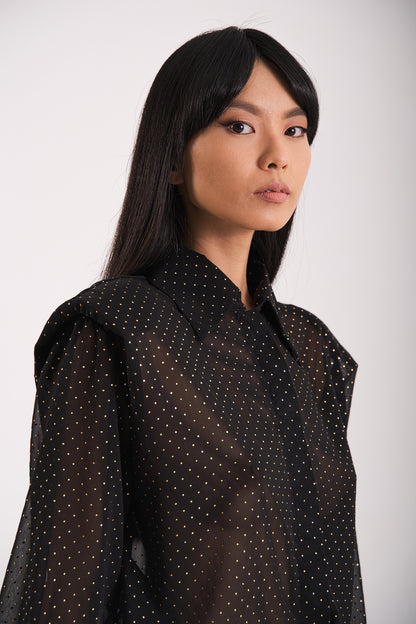 Oversized black transparent blouse