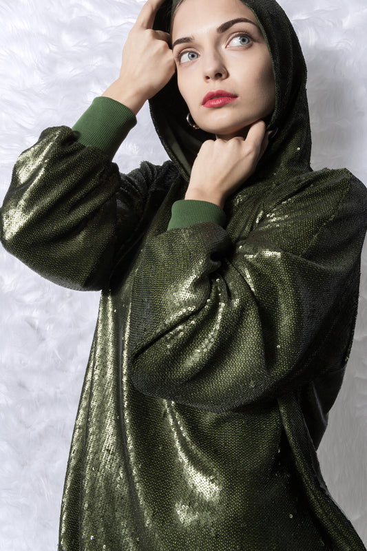 Green Sequin Hoodie