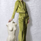 Olive green velvet jacket