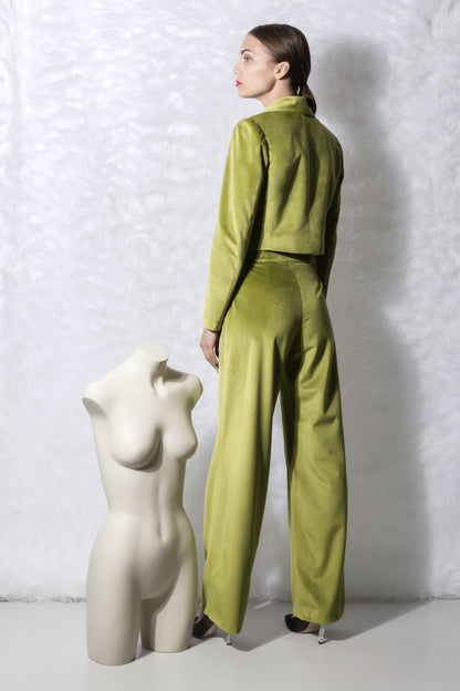 Olive green velvet jacket